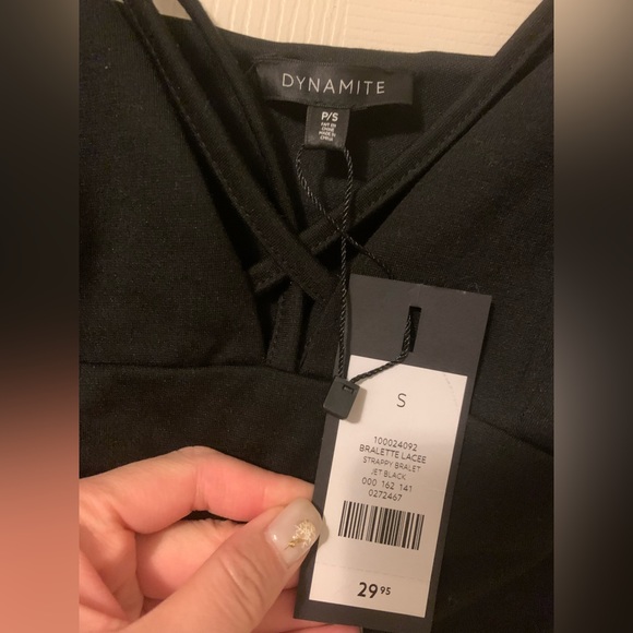 Dynamite-Black Crisscross front cropped top-Size S-NWT - Picture 4 of 4